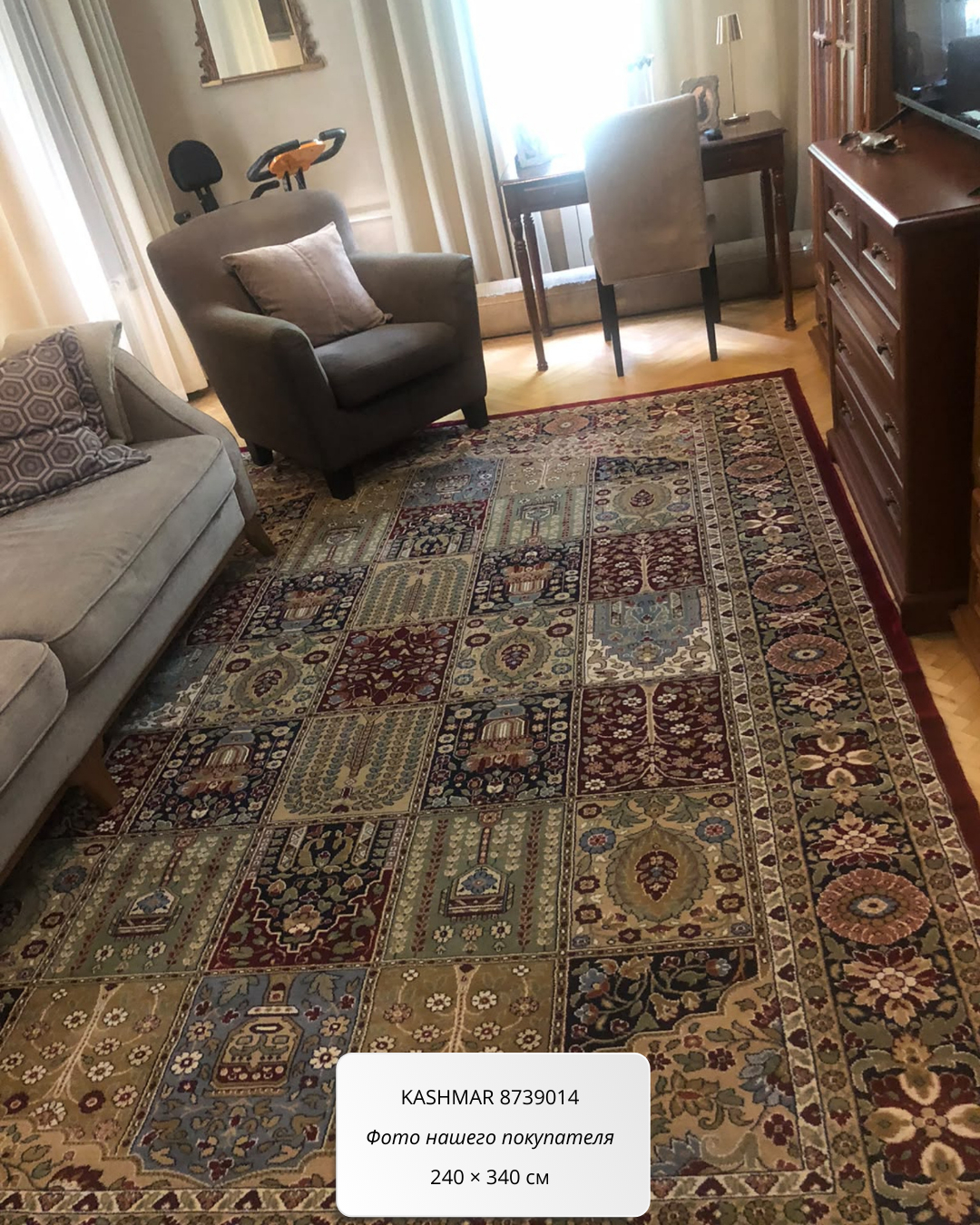 Ковер Kashmar 8739014 размером 240×340 см в реальном интерьере покупателя Alimp Group